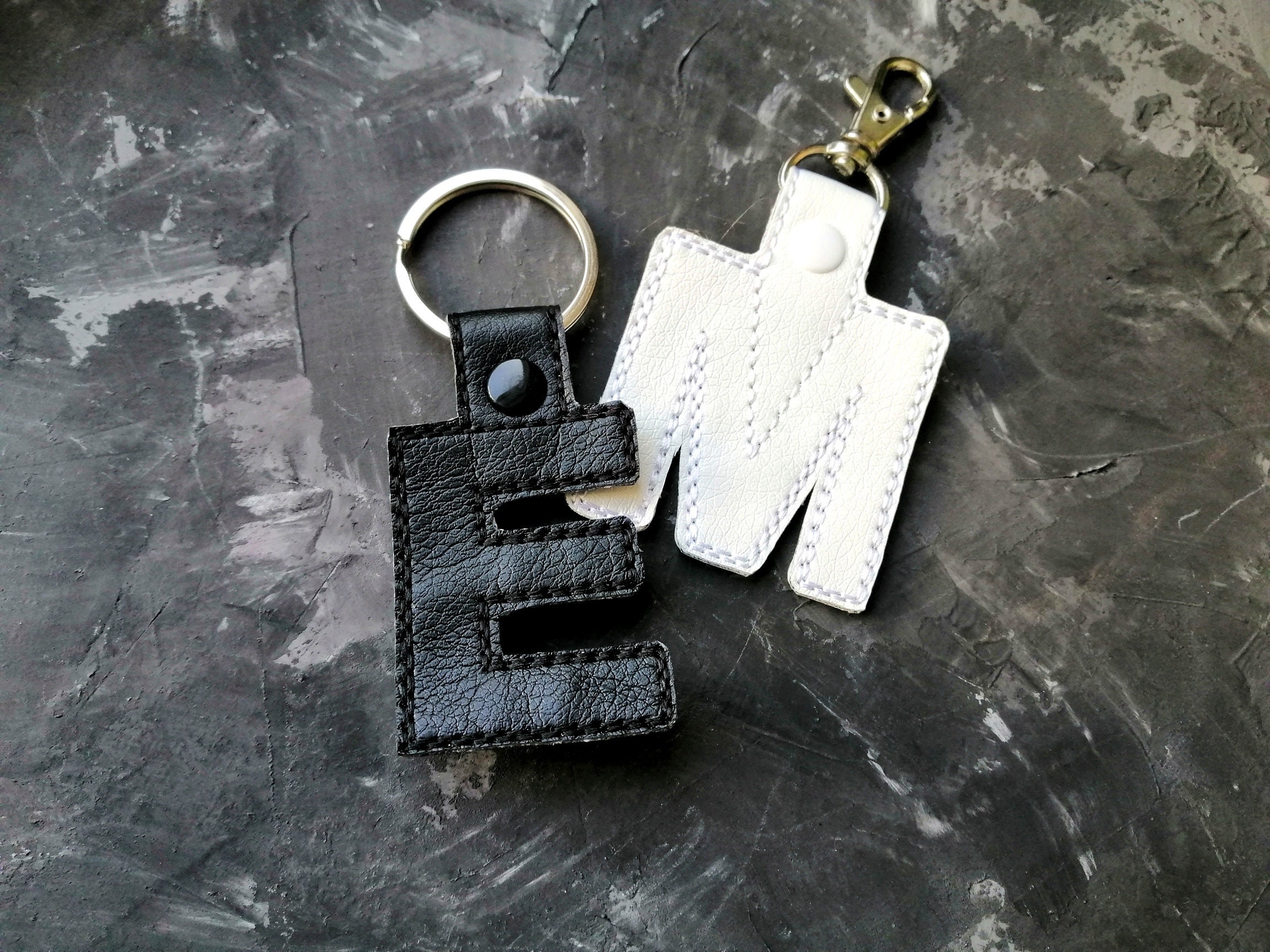 Monogram Letter Key Fob Custom Embroidered Keychain Alphabet Etsy