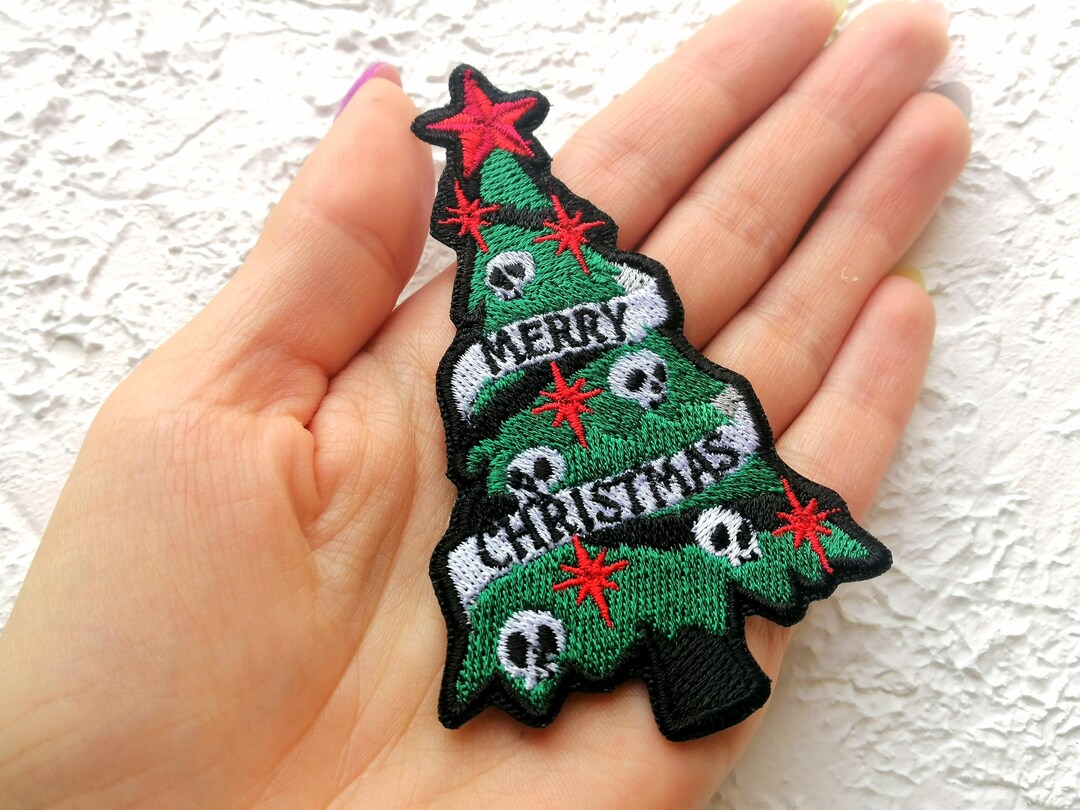 Spooky Christmas Tree Embroidered Iron on Patch. Christmas Etsy