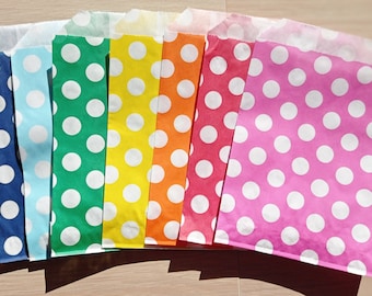 Sacs en papier 35x pois colorés avec étiquette
