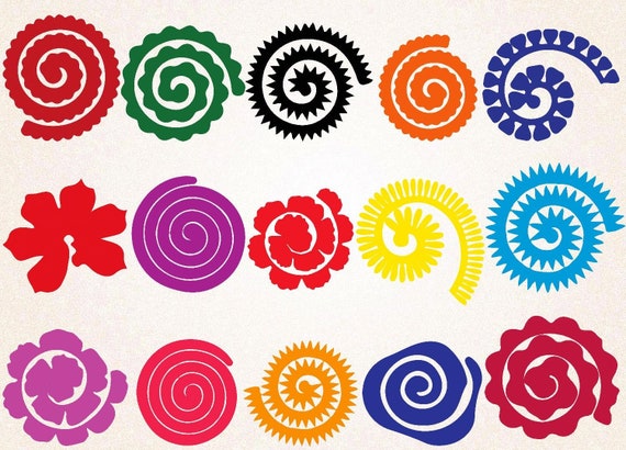 rolled paper flowers svg png eps rolled paper flowers templates svg paper rose origami 3d flowers rolled paper printable decal cut rolled paper flower