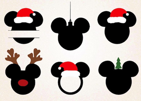 Mickey Christmas Heads Silhouette Clipart/Mickey SVGPNG 300 | Etsy
