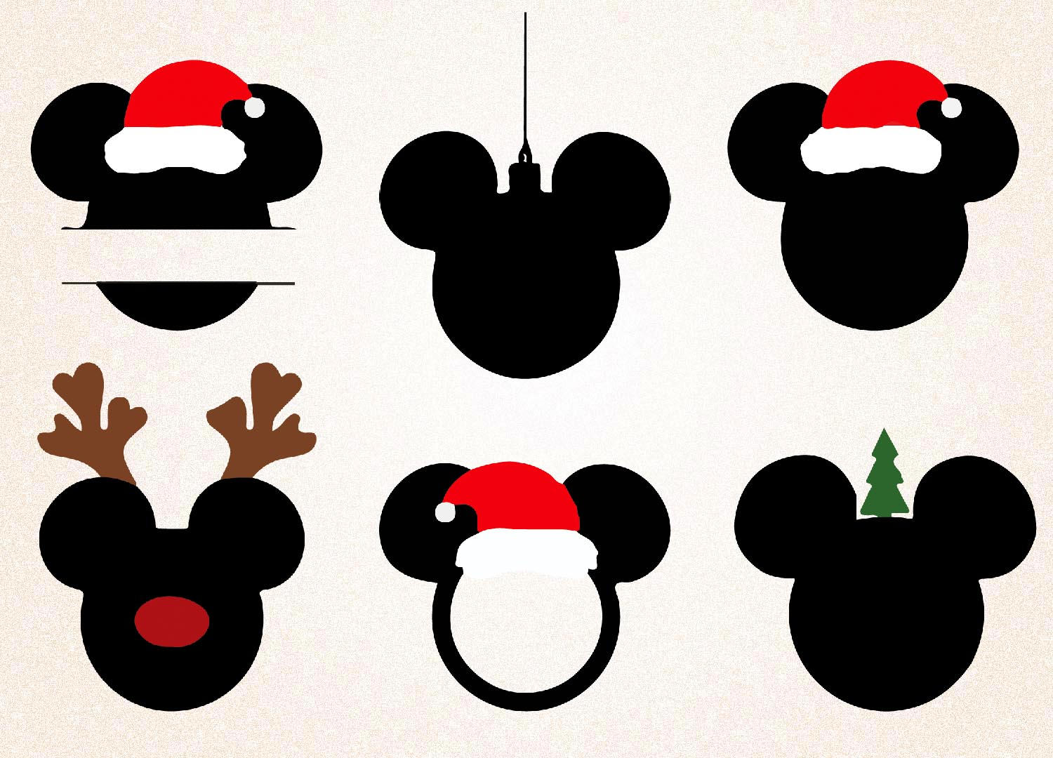 Download Mickey Christmas Heads Silhouette Clipart/Mickey SVGPNG ...