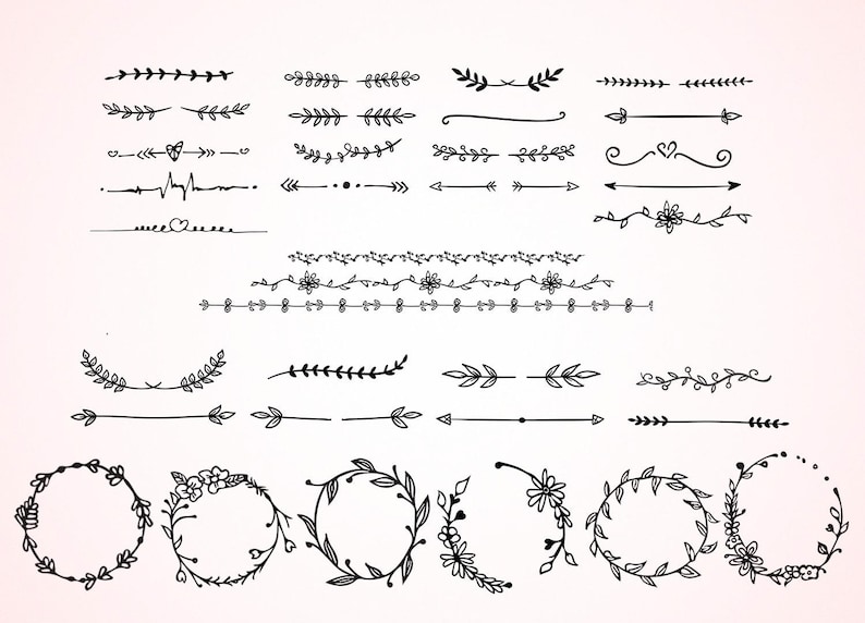 Download Hand Drawn Text Dividers and Floral Ornaments SVG/floral | Etsy