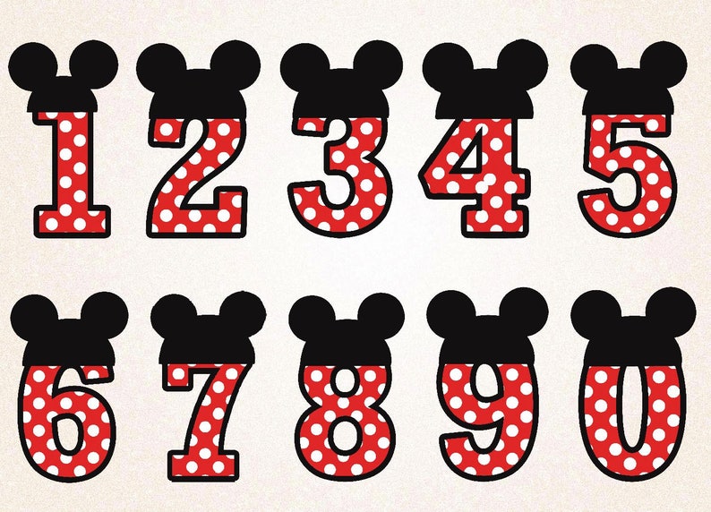 Download Mickey Mouse Numbers Clipart /Mickey Mouse Numbers SVGPNG ...