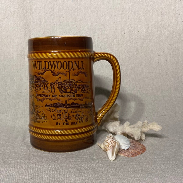 Vintage Wildwood, N.J. Mug - Boardwalk Sightseer Train Tram Car Jersey Shore