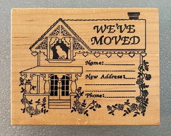 Vintage New 90s Rubber Art Stamp - We’ve Moved - New Home - Change of Address - PSX Petaluma, CA