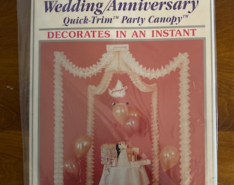 Vintage 1993 Shower Bridal Baby Congratulations Party Decorations Quick Trim Self Contained Canopy