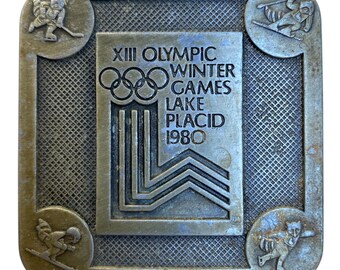 Vintage XIII Olympic Winter Games Lake Placid 1980 Belt Buckle