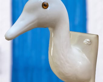 Vintage Ceramic Duck Goose Animal Towel Holder/Wall Hanger
