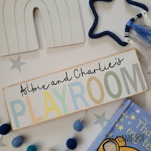 Letrero personalizado para sala de juegos - Letrero para la puerta de la sala de juegos infantil - Letrero independiente para sala de juegos - Letrero de pared colorido - Decoración para sala de juegos - Juega todo el día