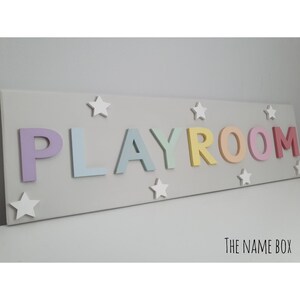 Playroom sign childrens playroom door sign kids colourful wall sign personalised name plaque playroom decor image 4