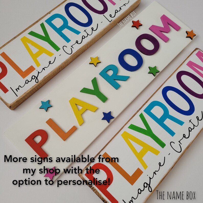 Playroom sign childrens playroom door sign kids colourful wall sign personalised name plaque playroom decor image 6