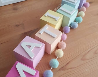 Personalised wooden name blocks, Nursery blocks, wooden letters blocks
