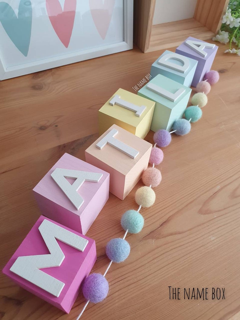 Personalised wooden name blocks, Nursery blocks, wooden letters blocks image 1