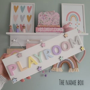 Playroom sign childrens playroom door sign kids colourful wall sign personalised name plaque playroom decor image 5