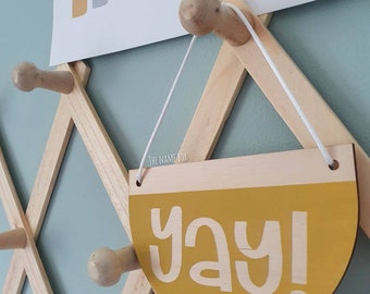 Mini wooden Pennant flag hanging sign - word sign