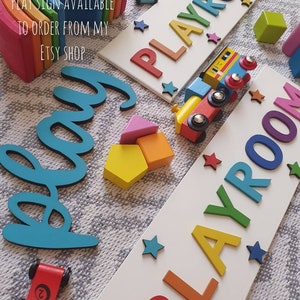 Playroom sign childrens playroom door sign kids colourful wall sign personalised name plaque playroom decor image 1