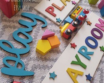 Playroom sign- childrens playroom door sign- kids colourful wall sign- personalised name plaque - playroom decor