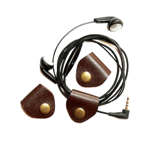 earbud holder Office decor sets set of two cable winder genuine leather cord organizer ROSIE Set 2pcs