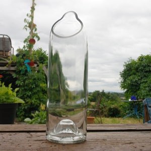 Handcrafted recycled glass jug - 0.70 l  - transparent color - Upcycling