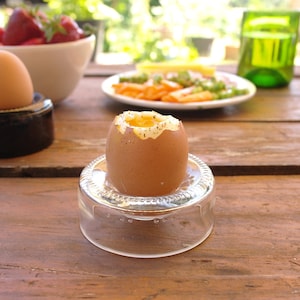 original and recycled egg cup made with a glass bottle