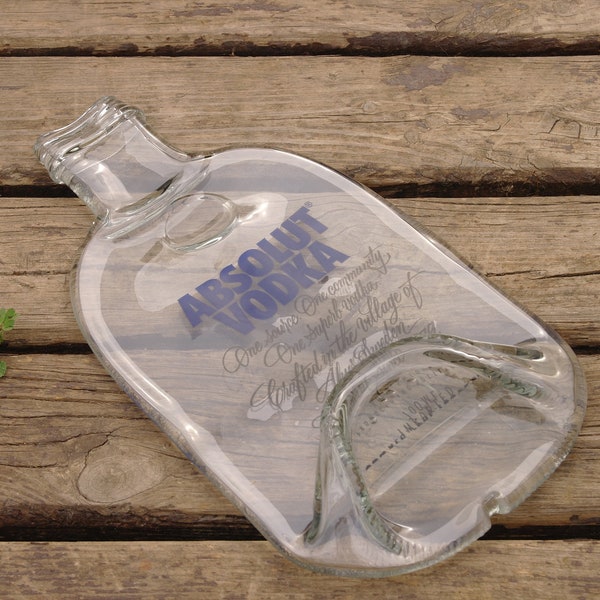 Plateau bouteille recyclée fondue. Rhum Captain Morgan -Transparente - Upcycling