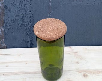 Bocal en verre recyclé avec bouchon en liège - 500 ml - vert- Surcyclage - Upcycling