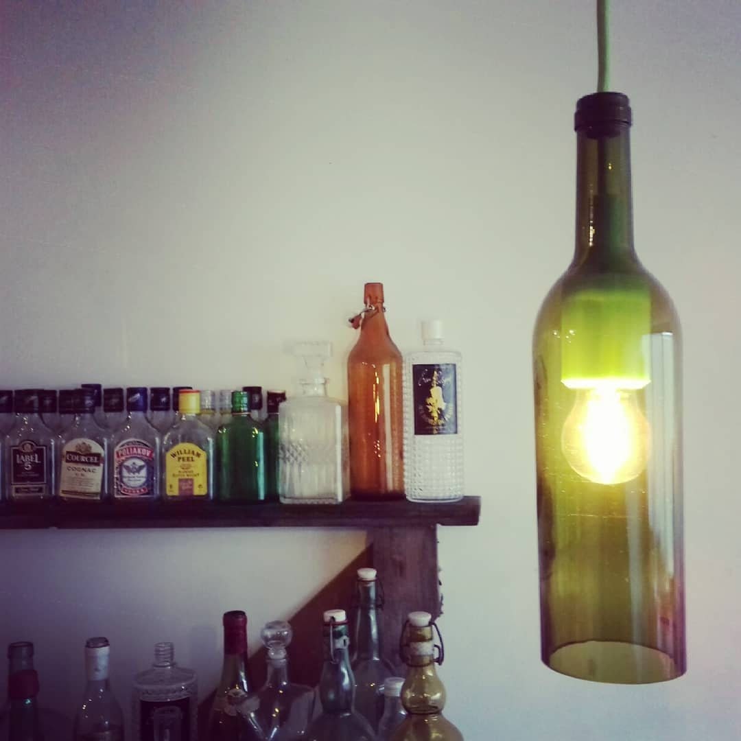 Suspension Lumineuse Bouteille Recyclée Vin de Bordeaux