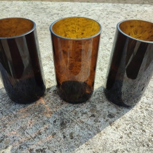 Handcrafted upcycled set of 3 glasses- 0.50 cl - made from beer glass bottle