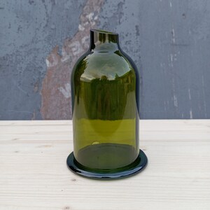 Recycled glass candle holder- glass bottle chandelier - green -  upcycling