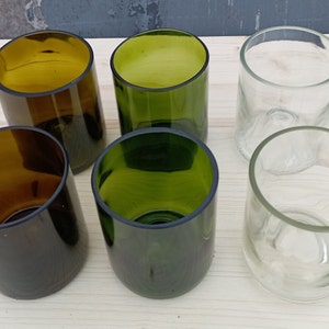 Handcrafted upcycled set of 6 glasses- 0.25 cl - made from wine glass bottle