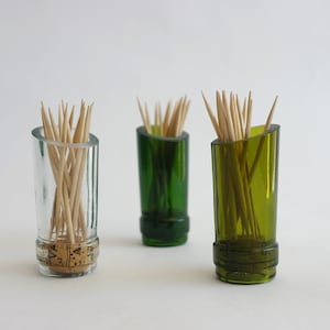 Recycled bottle toothpick holder - Glass bottle Upcycling