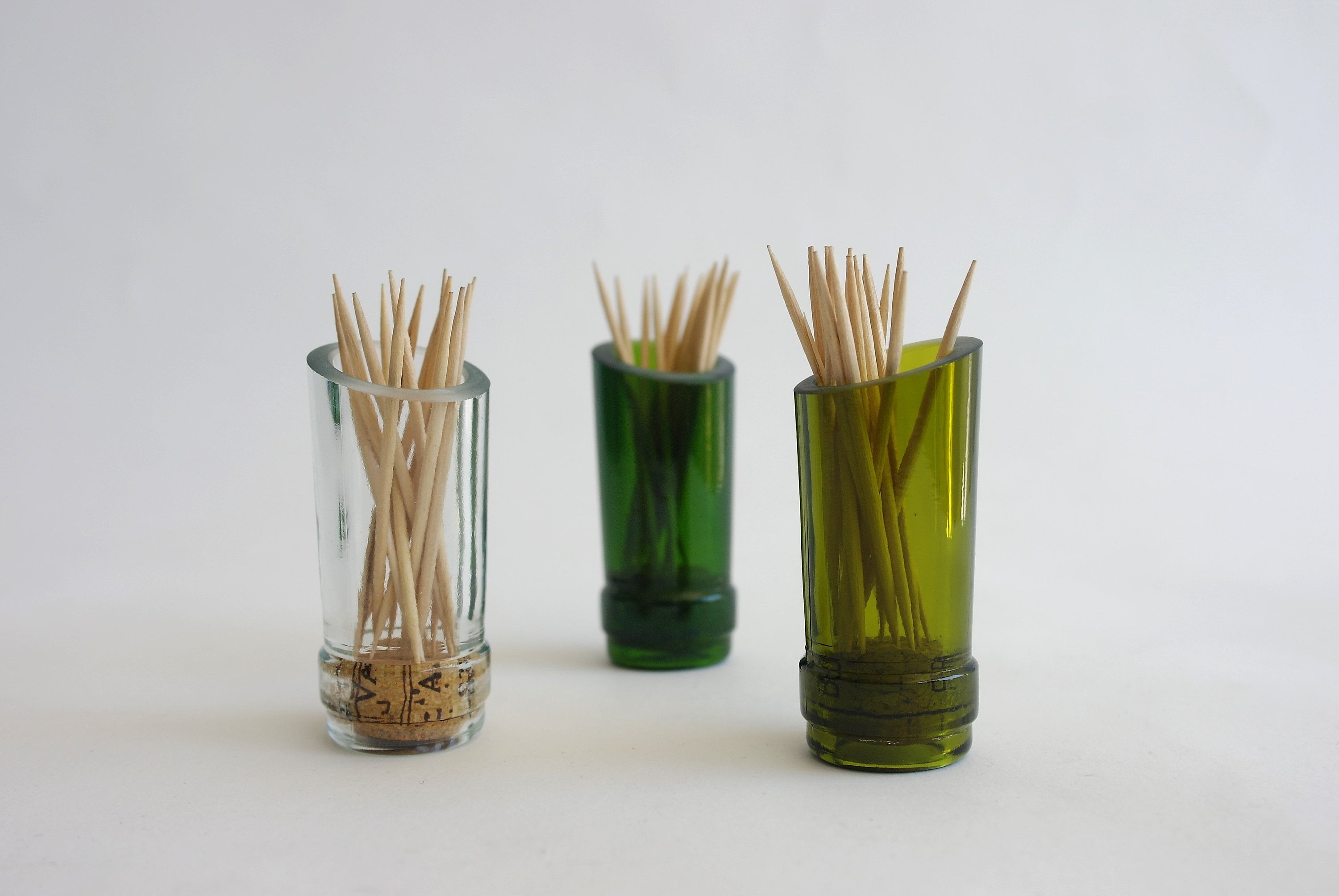 Porte Cure Dent en Verre Recyclé - Bouteille de Vin Surcyclage Upcycling