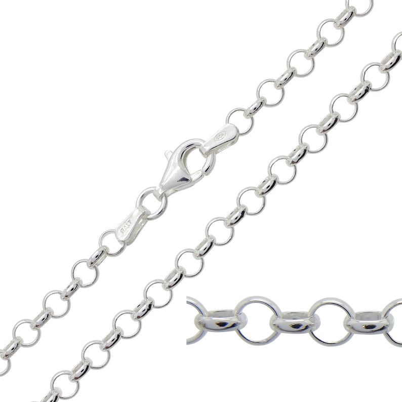 Real Solid 925 Sterling Silver Double Rolo Chain Necklace Made in Italy