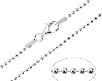 925 Sterling Silver Ball Bead 1.5mm Chain Necklace 14 16 18 20 22 24 26 28 30 inches