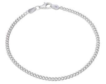 Sterling Silver Curb Bracelet 2.4mm 6.5" 7" 7.5" inches