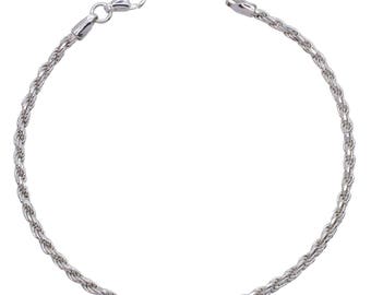 Sterling Silver Rope Bracelet 2.3mm 6.5" 7" 7.5" inches