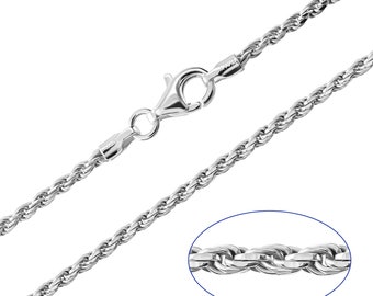 925 Sterling Silver Rope 1.8mm Chain Necklace 18 20 22 24 26 28 30 inches