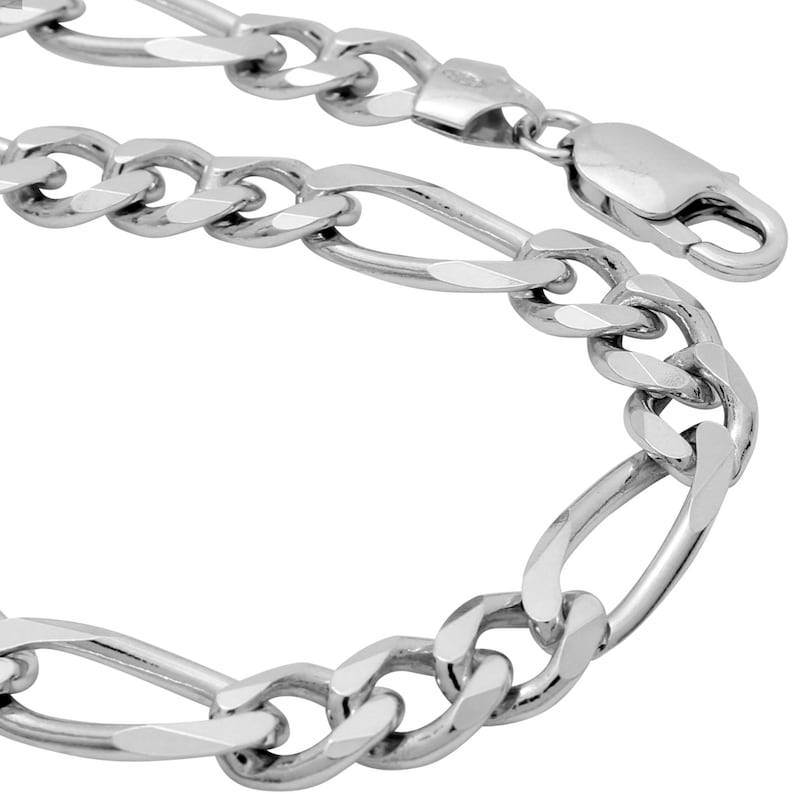 925 Sterling Silver Figaro 7.6mm Chain Necklace 22 24 26 28 30 inches