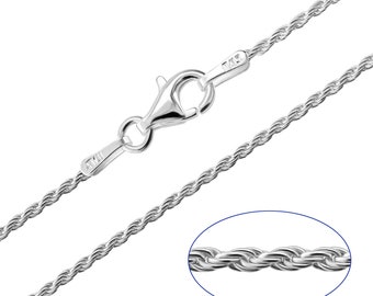 925 Sterling Silver Rope 1.2mm Chain Necklace 16 18 20 22 24 26 28 30 inches