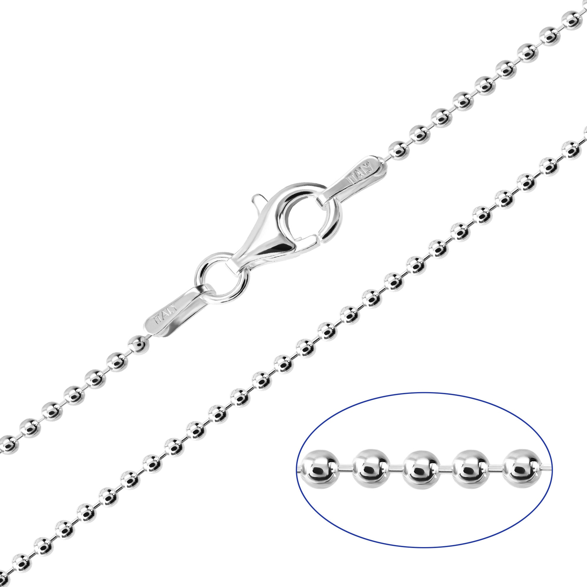 925 Sterling Silver Diamond Cut Ball Bead 1.5mm Chain