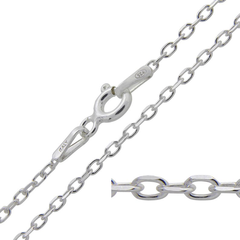 925 Sterling Silver Trace Cable 1.5mm Diamond Cut Chain Necklace 14 16 18 20 22 24 26 28 30 inches