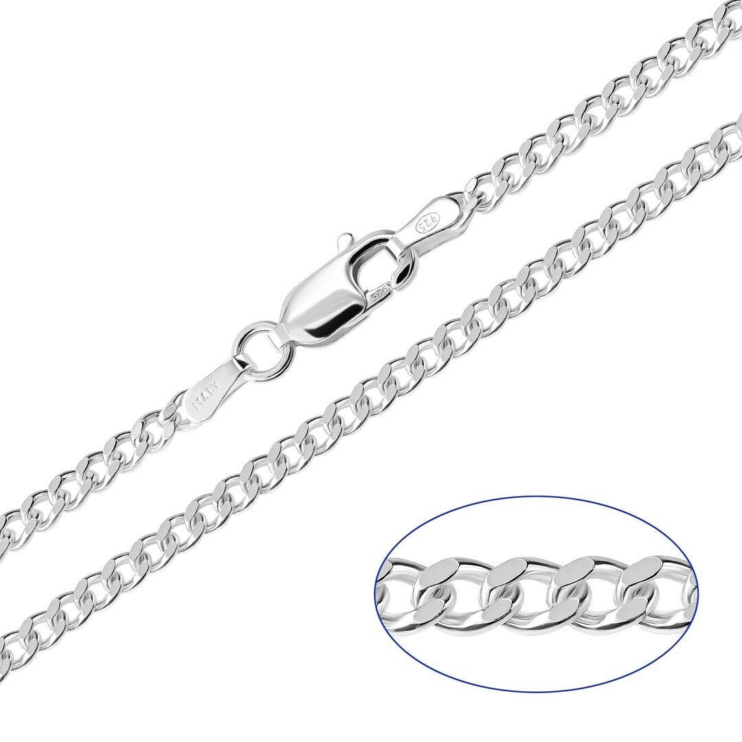 925 Sterling Silver Curb 2.4mm Chain Necklace 16 18 20 22 24 26 28