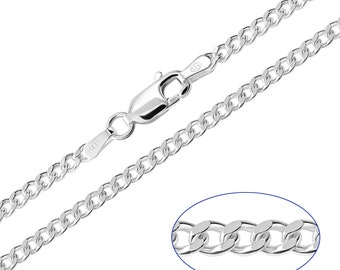 925 Sterling Silver Curb 2.4mm Chain Necklace 16 18 20 22 24 26 28 30 inches