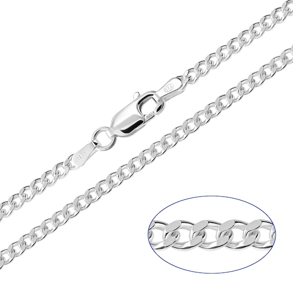 925 Sterling Silver Curb 2.4mm Chain Necklace 16 18 20 22 24 26 28