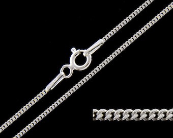 925 Sterling Silver Curb 1mm Chain Necklace 14 16 18 20 22 24 26 28 30 inches