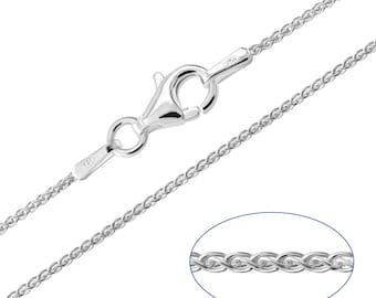 925 Sterling Silver Spiga Wheat 1mm Chain Necklace 14 16 18 20 22 24 inches