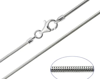 925 Sterling Silver Real Snake 1.4mm Chain Necklace 16 18 20 22 24 inches