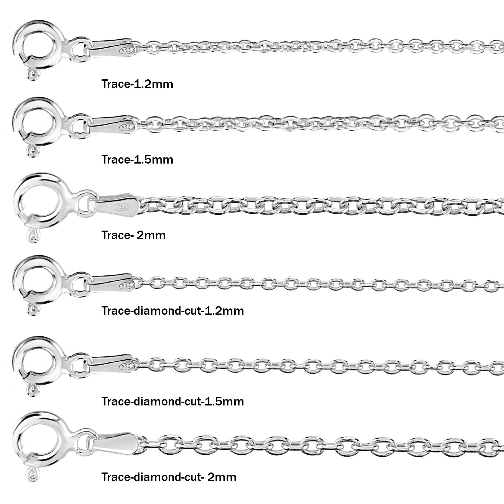 925 Sterling Silver Curb Rope Figaro Belcher Box Chain Necklace 14 16 ...