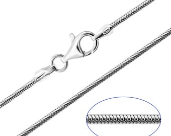 925 Sterling Silver Real Snake 1.2mm Chain Necklace 14 16 18 20 22 24 inches